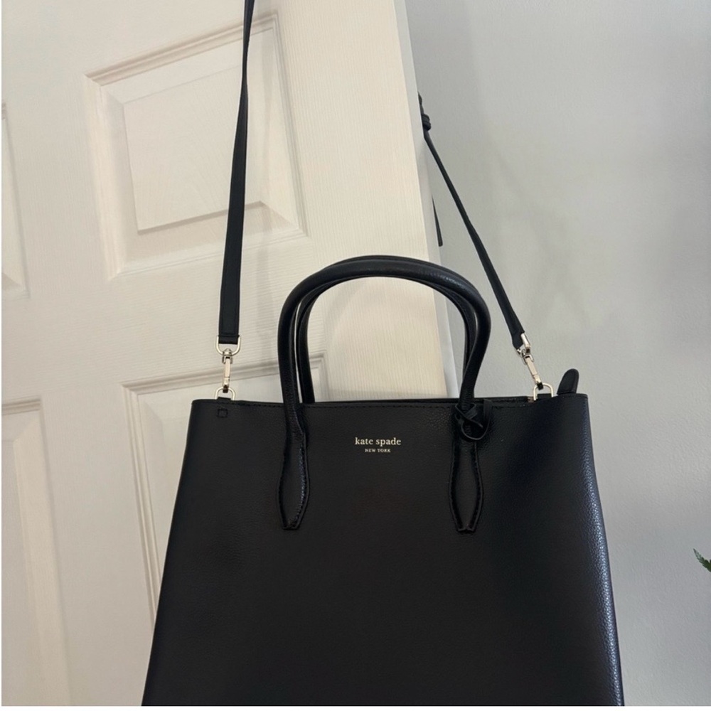 kate spade Black Leather Satchel with Removable Strap